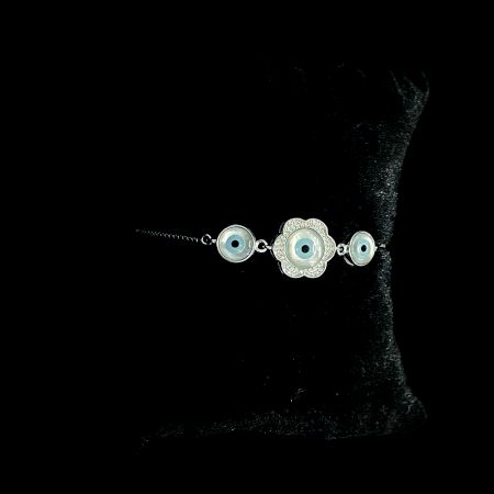 Evil Eye Floral 92.5 Sterling Silver Flexi Bracelet